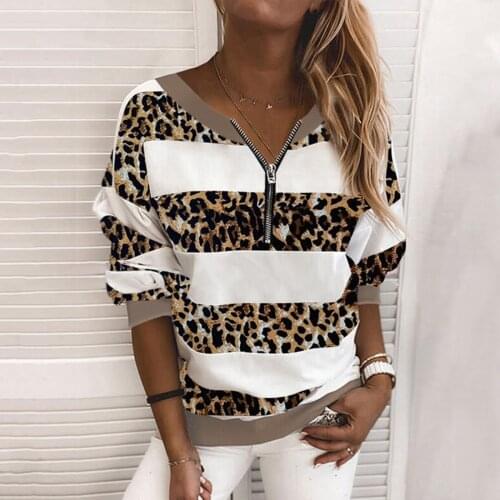 #Q4 Autumn And Winter Hoodies V-neck Zipper Abstract Geometry Stripe Print Women Sweetshirts High Quality Zip Up Hoodie Moletom