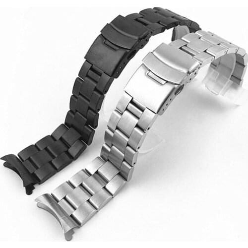 Three beads diving strap womens watch accessories stainless steel solid Lasha double insurance buckle 20mm22mm men watch band