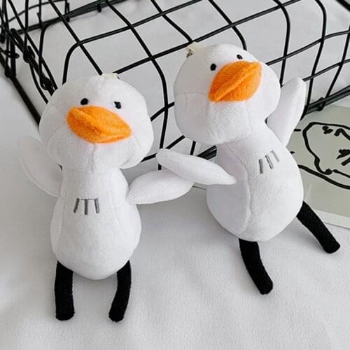Cute Soft Little White Duck Plush Hanging Doll with Keychain Bag Pendant Gift Keychain Christmas Duck Shape Drop Ornaments