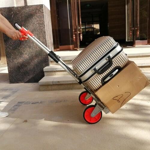 Folding portable outdoor luggage trolley household lightweight aluminum alloy shopping cart wear-resistant silent wheel trailer