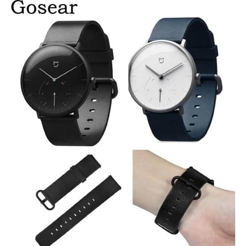 Gosear Genuine Leather Replacement Wristband Wrist Strap Bracelet for Xiaomi Mijia Mi Jia Quartz Smart Watch Bande Accessories