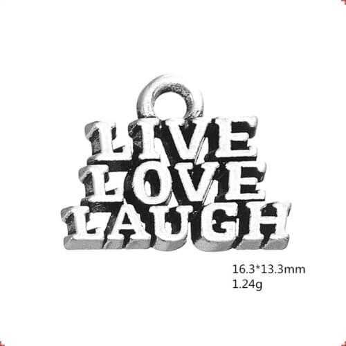 Ancient Silver Live Love Laugh Letter Pendant Necklace Charms Jewelry Accessories For DIY Handmade Keychains,Bracelets Making
