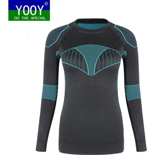 YOOY Women Ski thermal underwear Top Girl Sports Quick Dry Shirts Functional Underwear Skiing Jackets under Clothes