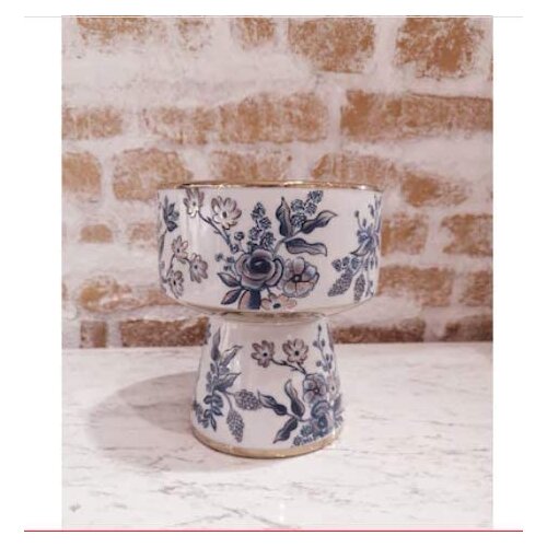 LUCKY ART FLOWERED LEGGED VASE 17 * 17 * 19 CM