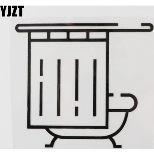 YJZT 15CM×13.4CM Shower Curtain Bathtub Car Sticker Vinyl Decal Decorate Black/Silver 13E-0027