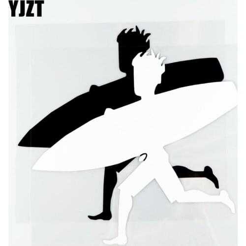 YJZT 21.5×20.3CM Car Stickers Personalized Car Body Decoration Vinyl Decals Creative Cartoon Surfing Boy Pattern 20A-0010