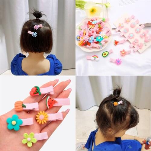 1Set Girls Cute Cartoon Animal Fruit Colorfur Hairpins Children Sweet Hair Clip Barrettes Headband Kids Fashion Hair Accessories