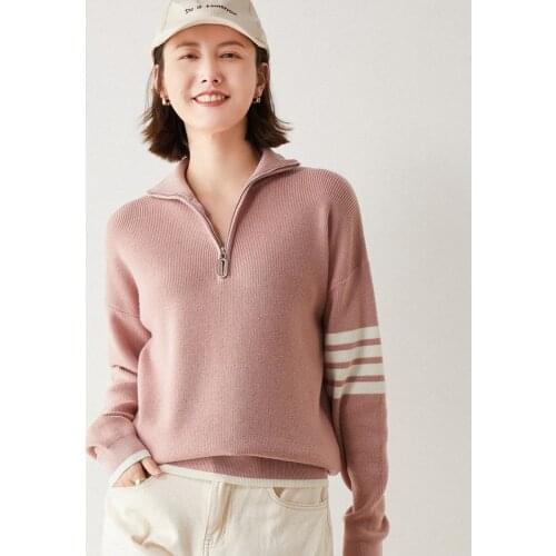 Adishree 2021 woman winter 100% Cashmere sweaters auntmun knitted Pullovers High Quality Warm Female Polo collar Black cheap top