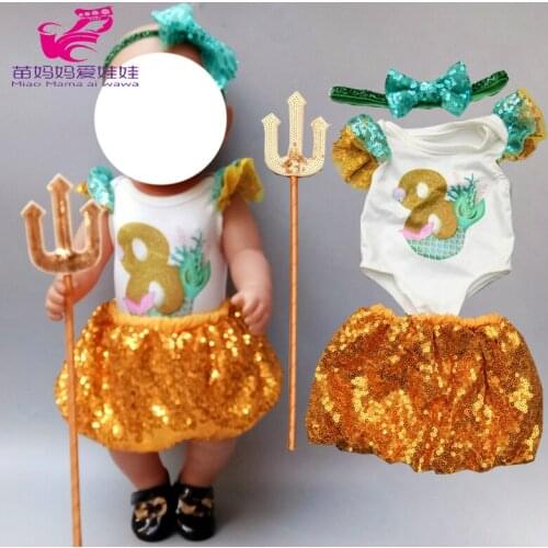 17 inch reborn baby Doll sequin dress Scepter and for 45cm girl dolls clothes dress set