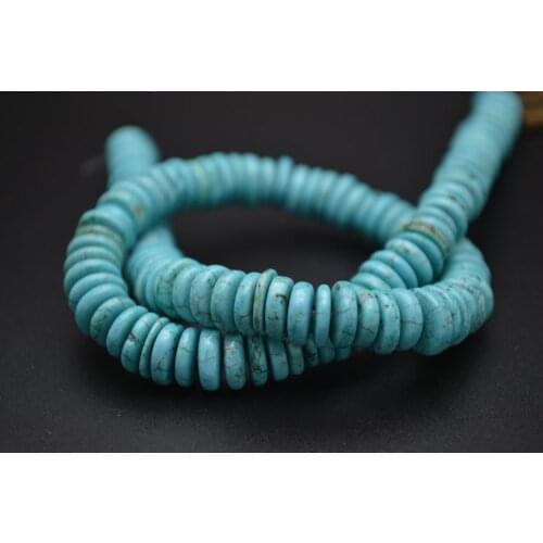 9~10mm Blue Howlite Irregular Round Slice Spacer Stone Beads