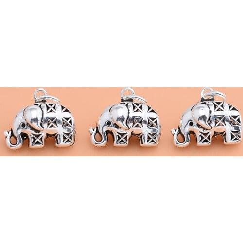 925 Sterling Silver Thai Silver Jewelry Accessories Vintage Baby Elephant Pendant Elephant Pendant DIY Bracelet Necklace Pendant