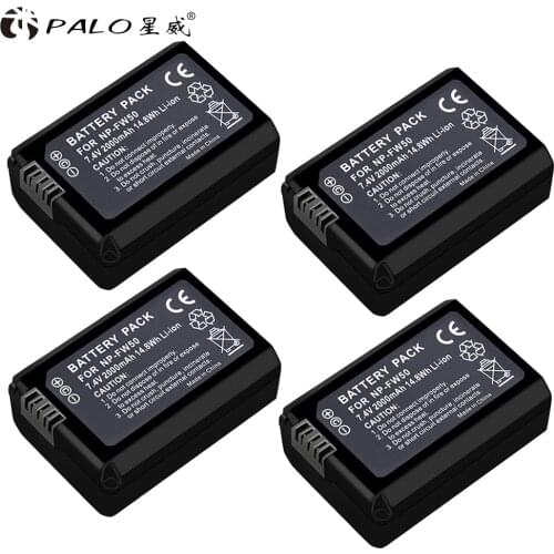 4Pcs 2000mAh NP-FW50 NP FW50 Battery for Sony Alpha a6500 a6300 a7 7R a7R a7R II a7II NEX-3 NEX-3N NEX-5