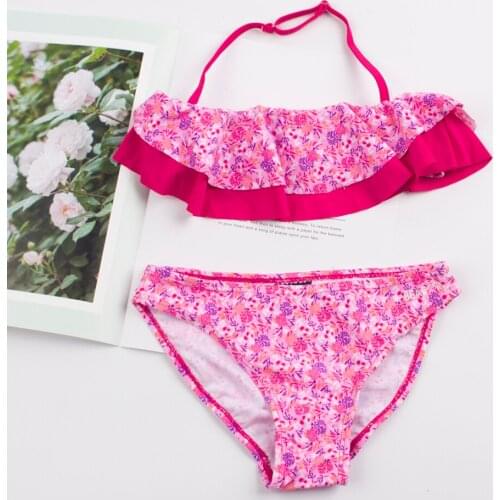 Multi Layer Falbala Kids Girls Swimwear Swimsuit Children Adjustable Bandage Bikini 2020 Child Girl Biquini Swimming Suit A168