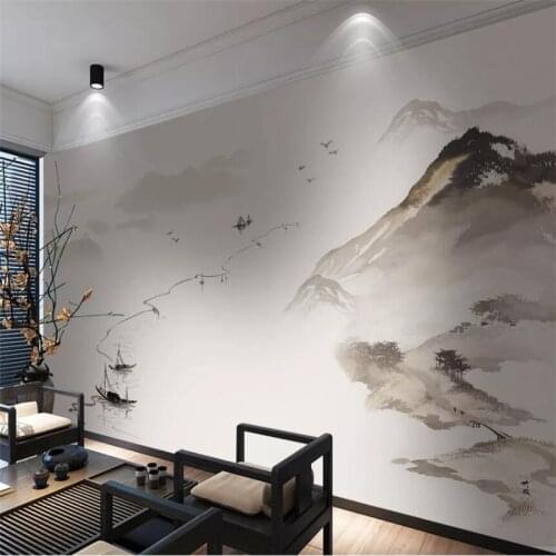 Wellyu Customized large murals, stylish home decoration, new Chinese ink, landscape TV, sofa, wall wallpaperpapel de parede