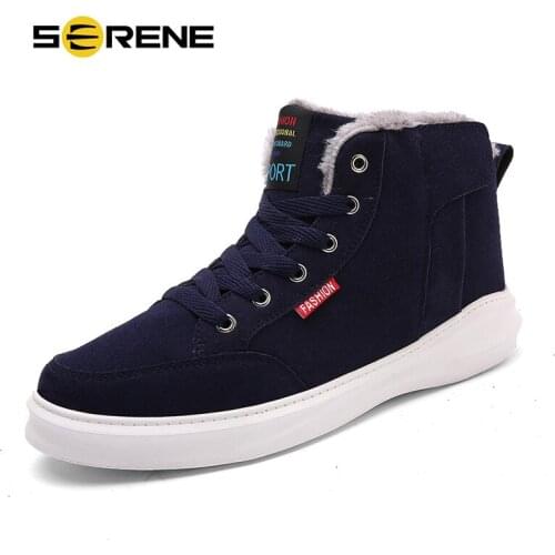 Brand SERENE 2018 Winter New Arrival Men Casual Snow Boots With Fur Fashion Letter Decoration Ankle Flock Boots Free Shipping