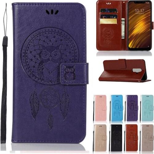 Wallet PU Leather Phone Case For Xiaomi Pocophone F1 Case Exquisite Clover Silicone Hood Protective Skin Shell Redmi S2