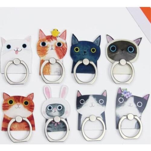 360 Degree Cartoon Cat Kitty Finger Ring Smartphone Stand Holder Mobile Phone Holder For iPhone Huawei All Phone