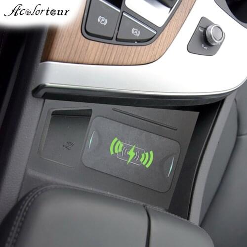 Phone holder for Audi Q7 2016 2017 2018 car wireless charger mount smartphone stand armrest box for huawei P30 charging support