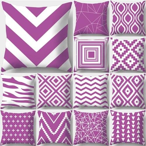 Purple Geometric Pattern Decorative Cushions Pillowcase Polyester Cushion Cover Throw Pillow Sofa Decoration Pillowcover 40938