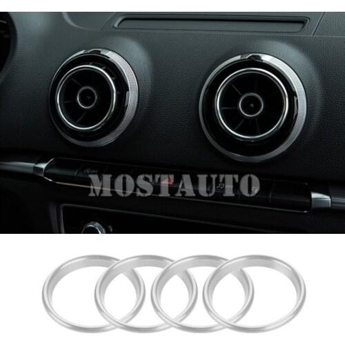 Interior Console Air Vent Outlet Ring Cover For Audi Q2 GA 2016-2021 4pcs Silver/Blue/Red Car Accessories Interior Car Decor