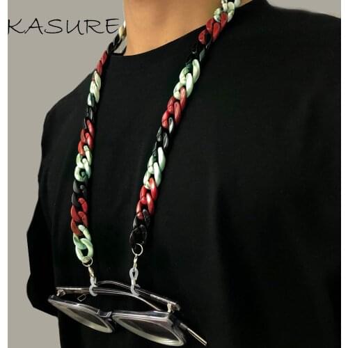 Kasure Mix Color Acrylic Glasses Chain New Fashion Colorful Reading Glasses Cord Hanging Neck Chains Straps Rope Resin Sunglass