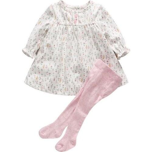 Baby Girl Clothing Sets Cotton Newborn Infant Long sleeve T-shirt Flower Dress+Leggings Pants 2pcs Infant Clothing Outfit Suits