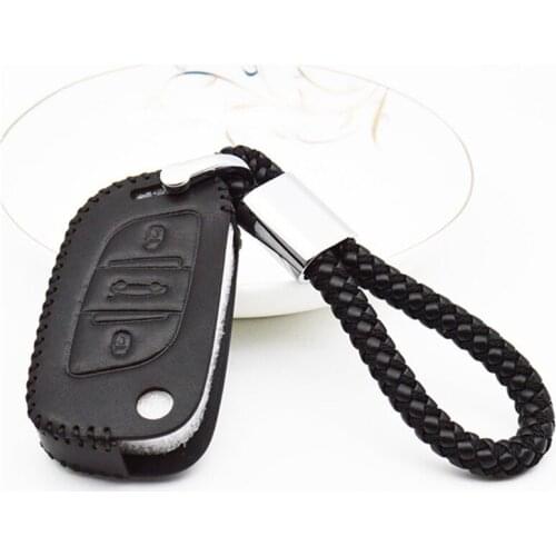 Leather Car Key Cover with PU Leathe Key Ring Holder For Citroen C2 C3 C4 Coupe VTR Berlingo C6 C8 C5 DS4 DS3 DS5 DS6 C4L C3-XR