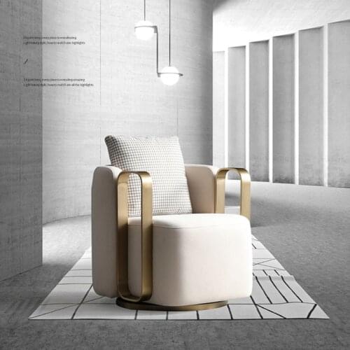 Meiju Light Luxury Modern Single Fabric Sofa Rotatable Metal Armchair Designer Leisure Sofa Chair