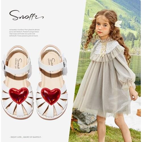 Summer Children Kids Sandals Toddler Girls Heart Casual Shoes Genuine Leather Sandal For Girls Princess Shoes KS705