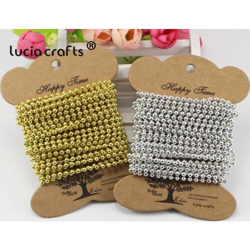 Lucia Crafts 5 yards/lot 3mm Multi colors option Beads Chain Garland Party Decoration Accessories C0501