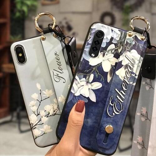 Fashion Design Soft Case Phone Case For LG Velvet 4G/5G Wrist Strap Flower Shockproof Lanyard