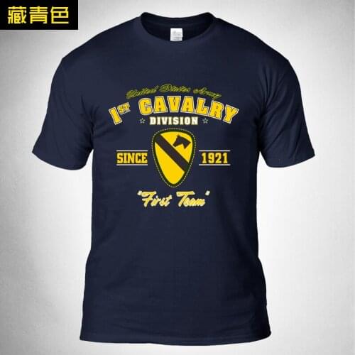 2019 New Print O-Neck Men 100% Cotton Tshirt US Army 1st Cavalry Division Subdued Veteran Tactical Tshirt hiking Hunting T-shirt