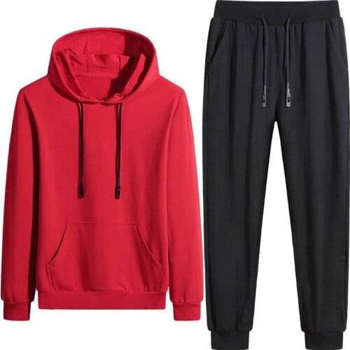 Mens Sportswear Sets Casual Spring Autumn Young Male and Student Fashion Tracksuit Hooded Coat + Pants Sports Suits Plus Size