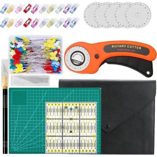 Nonvor 85pcs Rotary Cutter Kit Clothing Leather Sewing Fabric Tool DIY Hand Cutting Knife Patchwork Knife Mat Splicing Ruler