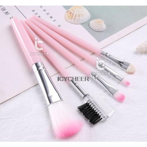 CYCHEER 5pc Pink Makeup Brushes Set Eye Shadow Foundation Brush Blush Eyeliner Lip Brush Starter Learning Party Beauty Cosmetic