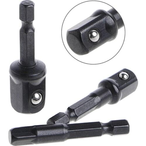 3 Pcs Socket Adapter Set Hex Shank to 1/4 3/8 1/2 Inch Impact Driver Drill Bits R2LC