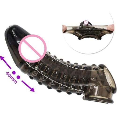 Sex Shop Pumps & Enlargers Penis Extender Condom Cock Sleeve Penis Ring Reusable Enlargement Adult Sex Toys For Men Sex Products