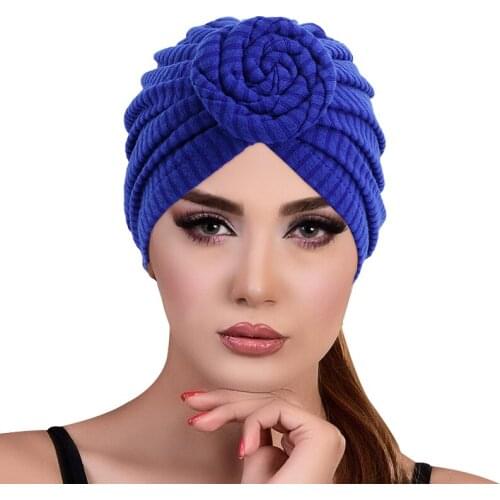 New Cotton Solid Color Knitted Turban Cute Doughnut Design Hat Comfortable Head Wrap For Women Hair Accessories