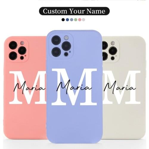 Personalized Custom Initials Name Phone Case For iPhone 11 12 Pro Max Mini X XS XR 7 8Plus Original Liquid Silicone Cover Coque