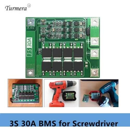 3S 30A BMS Board 11.1V 12.6V 18650 Lithium Battery Protection Board with equalization Drive drill 30A current for Screwdriver JU