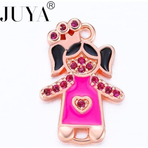 Jewelry Making Supplies Lovely Cute Crown Girls Connectors Pendants Multi-color Zircon Rhinestone Enamel Charms DIY Bracelets