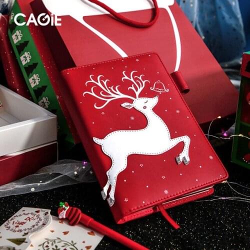 Christmas Gift Beautiful B6 Diary PU Leather Notebook Cute Deer Handbook With Pen In Gift Set Box