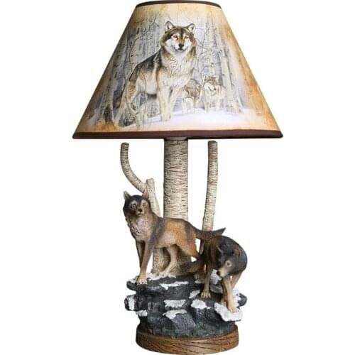 Modern Wolf Table Lamps Animal Lamp Bedside Reading Desk Light For Living Room Bedroom Home Decor Led Stand Resin Light Fixtures