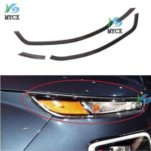 Car Styling Exterior Black Front Head Headlight Eyebrow Frame Cover Trim 2pcs For Hyundai Venue 2019 2020