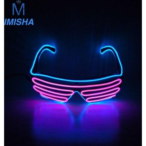 Light Up Glow Glowing El Wire Sunglasses 2020 Halloween Gifts Shutter Glasses Led Christmas Gift With 2 AA Battery Opperated z20
