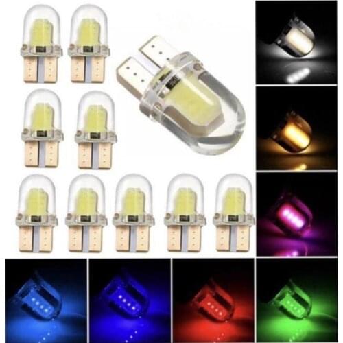 10Pcs LED T10 194 168 W5W COB 8SMD CANBUS Silica Bright White License Light Bulbs Colorful