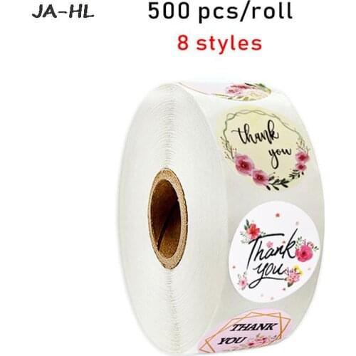 ''Thank You'' Stickers 500pcs/roll Seal Labels Scrapbook Handmade Stickers Circle Stationery Stickers For Food Envelope Gift