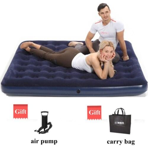 TXZ 2 Persons Inflatable Camping Mattress Portable Folding Air Bed Flocking Thickened Indoor Outdoor Car Beach Home Cushion Mat