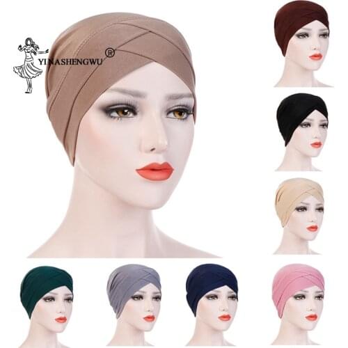 Inner Hijab Caps Women Muslim Hijab Scarf Hijabs Muslim Islamic Scarf Scarves Cross Headband Turban