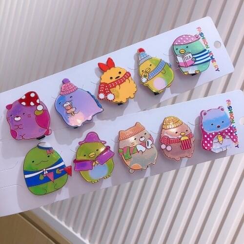 2pcs Random Cartoon Cute Japanese-Style Sumikkogurashi Hairclip Acrylic Mirror Animals Side Clip Childrens Hair Accessories